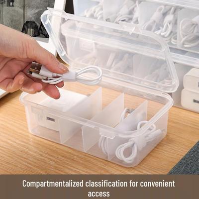 Large Capacity Cable Storage Box with Lid - Earphone, Charger, and Desktop Organizer