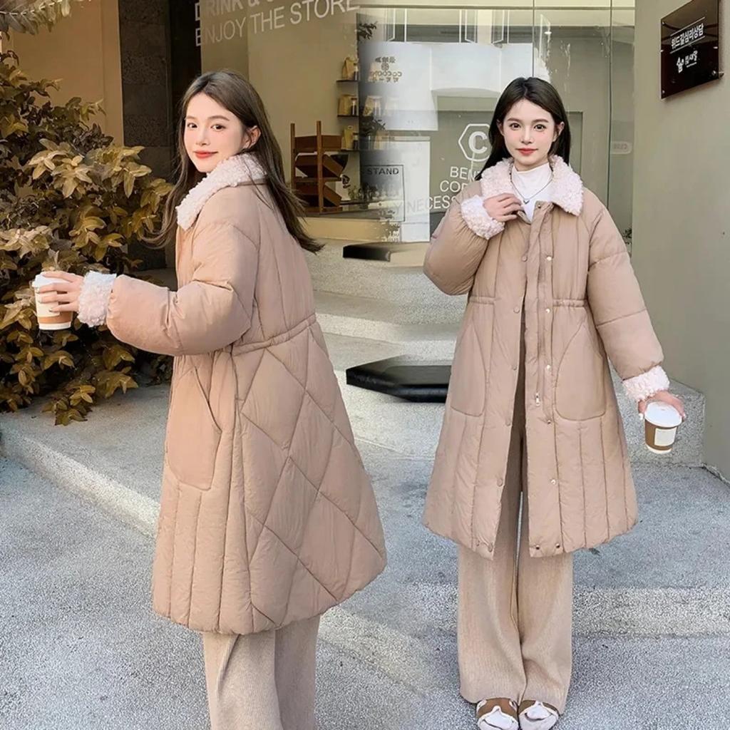 Solid Winter Coat Women Long Parka Thickened Oversized X-Long Cotton-padded Jacket Clothing Puffer Female Casual Outerwear New 2