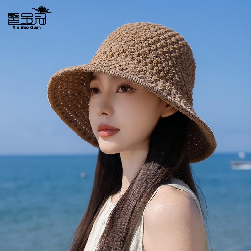 Summer sunscreen hat women's outdoor leisure bucket hat showing face small sunshade bucket hat travel versatile breathable basin hat