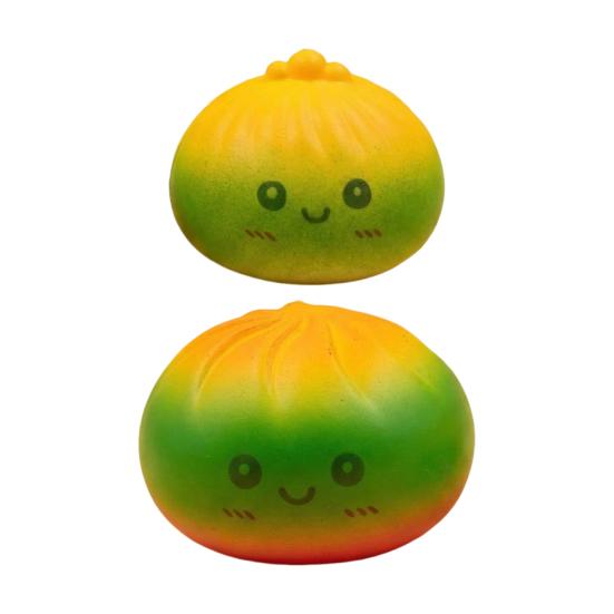 Gradient Cartoon Steamed Bun Toy Slow Rebound Stretchy Simulated Dumpling Squeeze Toy Portable Smiling Bun Hand Exercise Relaxation