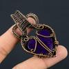 Heart Shaped Purple Flash Labradorite Gemstone Copper Wire Wrapped Handmade Pendant Jewelry Gift
