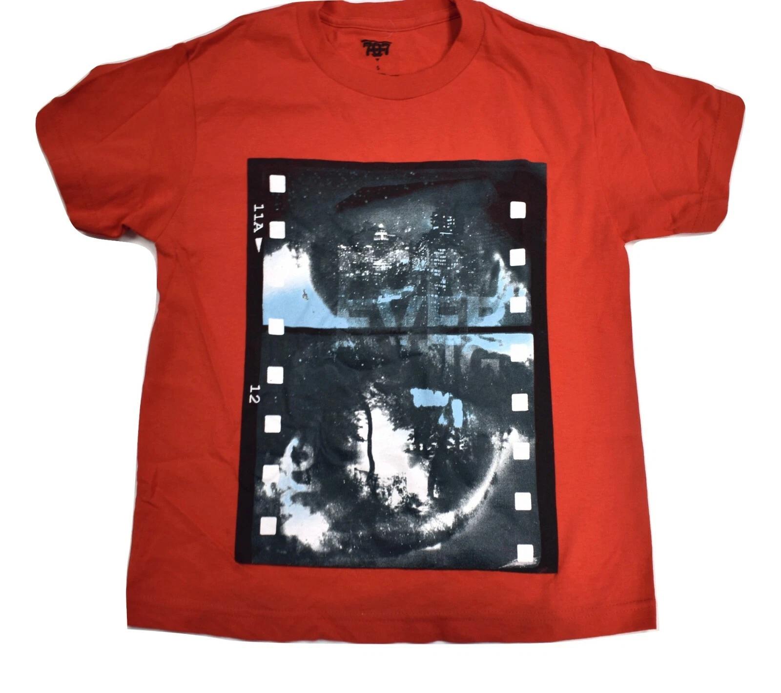 

707 Youth Boys Forever Young City at Night Film Strip Graphic Red Shirt New S, L 4XL