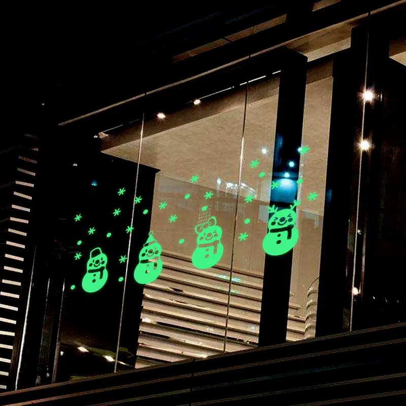 Christmas Glow Sněhulák Nálepky na zeď Obývací pokoj Luminous Stickers Window Decor