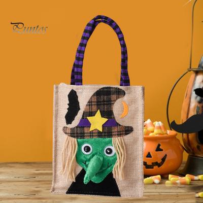 Torba na cukierki na Halloween, wielokrotnego użytku, torba na cukierki, dynia, czarownica, duch, nadruk, torba płócienna na Halloween, duża torba na zakupy