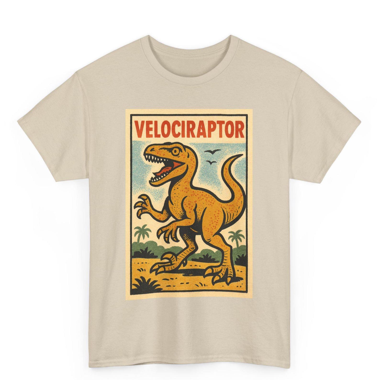 Velociraptor T-Shirt: Retro Comic Dino Graphic Tee XL