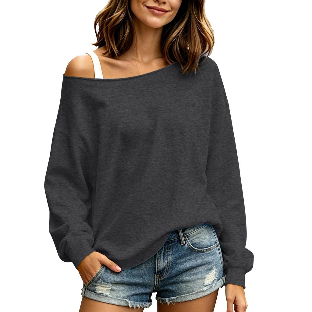 Women's Pullover Sweatshirt, Crewneck Long Sleeve Casual Color, Loose Fit
