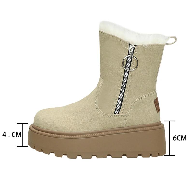 Platform Ankle Snow Boots Fur Warm Short Plush Women Shoes Trend  New Flats Chelsea Boots Designer Winter Casual Mujer Botas