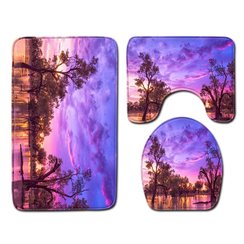 Landscape Bathroom Floor Mat Toilet Three-Piece Set