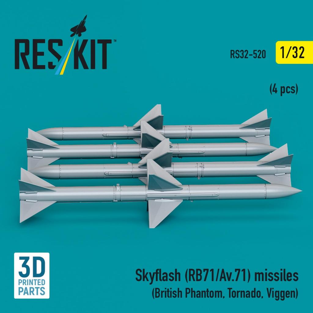 Reskit Radar Guided Missile 4 Pieces Plastic Model Parts 1/32 Skyflash/RB71/AV.71 Air-to-Air RSK32-0520 (Airplane)