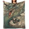 Fierce Blue Dragon Throw Blanket Hairy warm for winter Shaggy Stuffeds Blankets