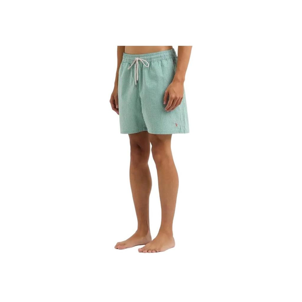 Polo Ralph Lauren SS24 Logo Embroidered Striped Elastic Waist Beach Shorts Men Shorts Green 710905990-004