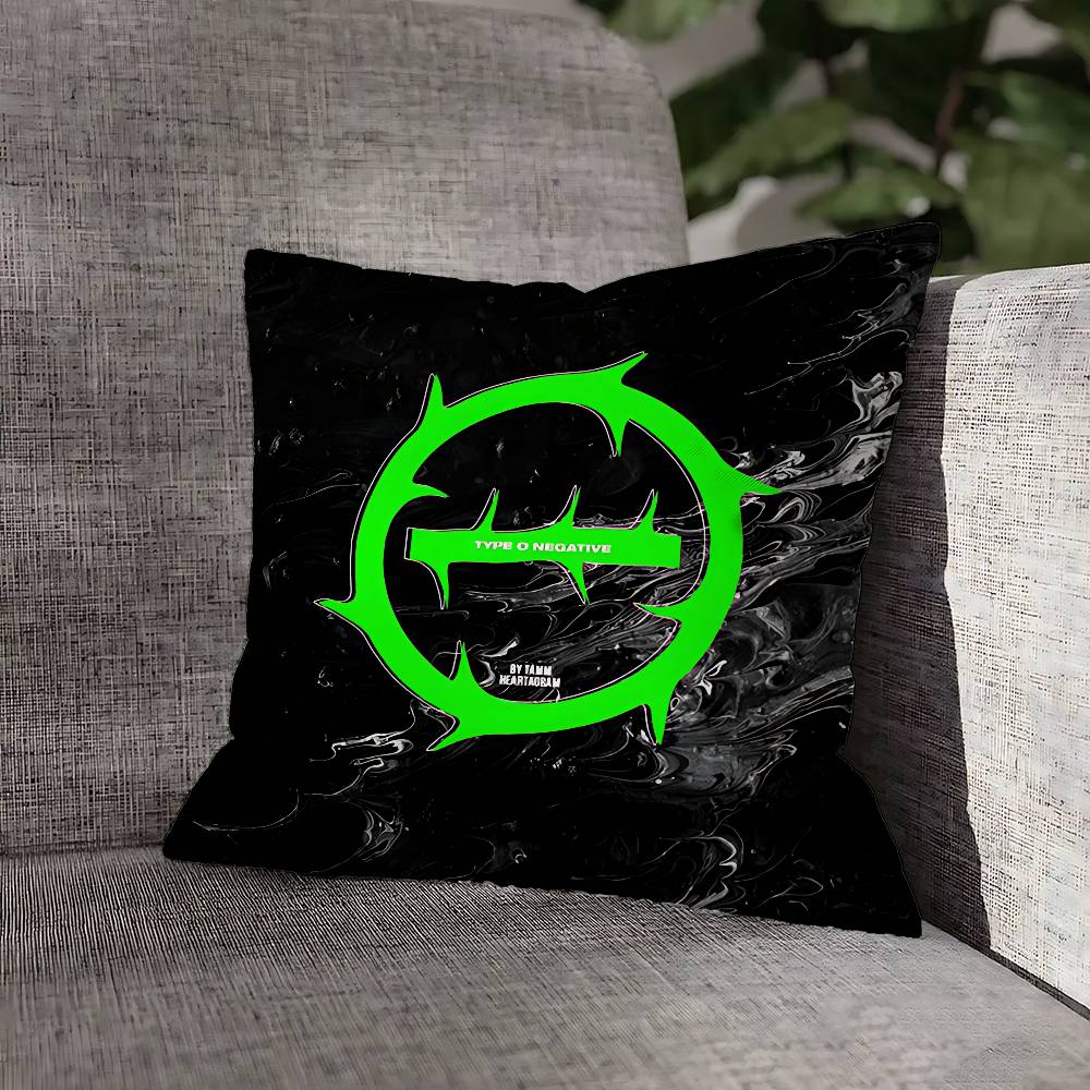 Green T-Type O N-Negative Pillow Case For Sofa Decor Car Office Room Printing Cushion Cover Decorations and Protector