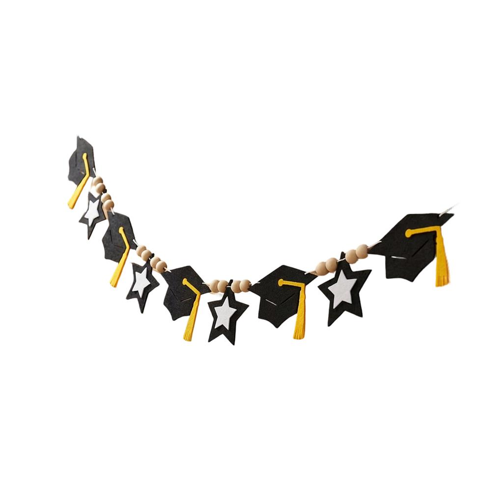 Felt Graduation Pennant Hanging Ornament With Wooden Beads For Photography Backdrops Graduation Ceremony And Celebration