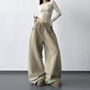 Women's Stylish Black Velvet Wide-Leg Sports Pants - New 2025 Winter Fashion, High Street Casual Style