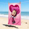 Custom Name Pink Heart Stylish Digital Printing Beach Towel Quick‑Drying Absorbent Blanket for Beach Pool Gym Travel