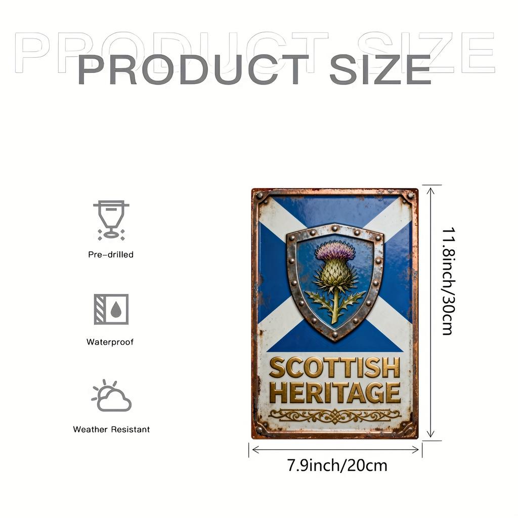 1 pz. Segno Decorativo da Parete in Metallo Ereditarietà Scozzese - Bandiera Scozzese ed Emblema dello Scudo Rampante con Cardo Scozzese, Antiruggine Resistente alle Intemperie