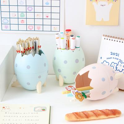 Originality Novelty Cute Dinosaur Egg Pen Container Office Desk Organizer Plastic Pencil Pot Container Stationery Box Kids Gift
