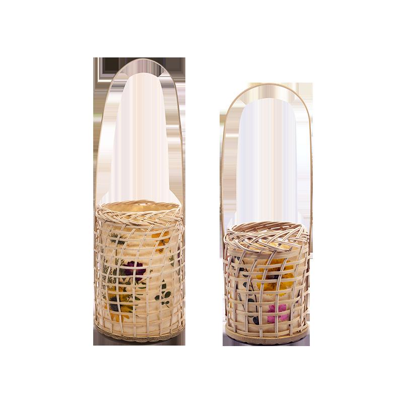 2025 Handmade Mid-Autumn Bamboo Weaving Luminous Lantern DIY Kit: Ancient-Style Chinese Handheld Pressed Flower Lantern