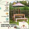 Kids Picnic Table Set with Removable & Foldable Umbrella, Storage Boxes, Flamingo Theme, Pink