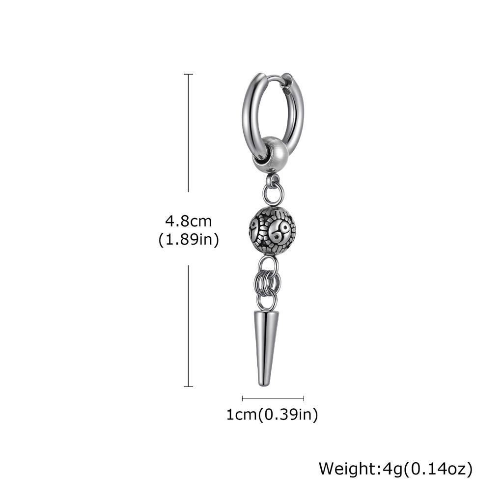 Stainless Steel Punk Gothic Cone Drop Earrings for Men, Fashion Silver Color Long Pendant Earrings, Vintage Hip-hop Jewelry