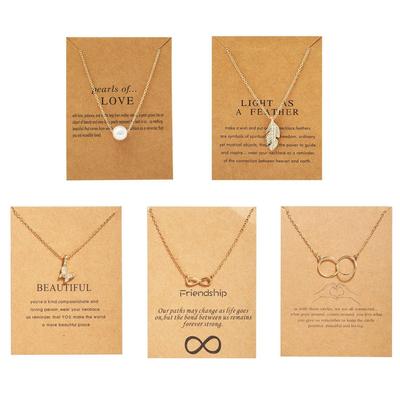 5 Stück Kombi Neuestes Stilvolles Infinity Schmetterling Perlenhalskette Schmuckset für Frauen Anhänger Halskette Geschenke für Mädchen