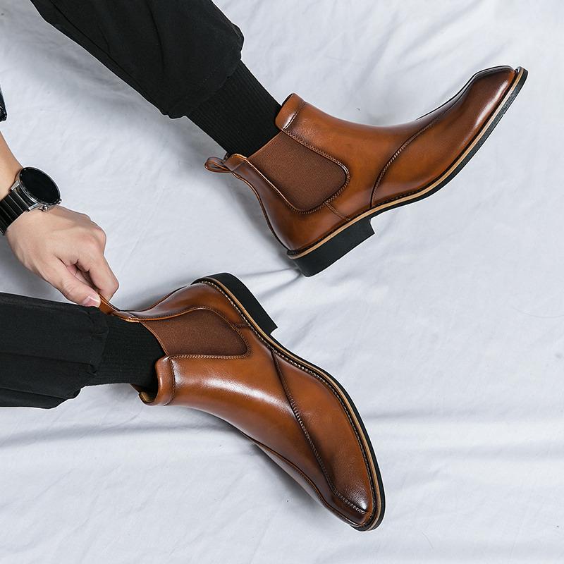 2024 Autumn Winter Boots For Men High Quality Comfortable Warmed Men's Dress Shoes New High Top Slip-on Leather Casual Shoes Men