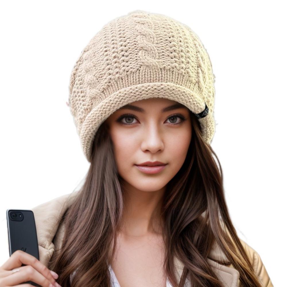 Fashion Comfy Stretch Women Knitted Hats Windproof Coldproof Knit Slouchy Beanie Ear Protection Winter Hat Outdoor