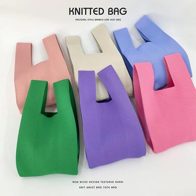 Výklenkový dizajn Pletená kabelka v cukríkovej farbe Dámska univerzálna veľkokapacitná kabelka