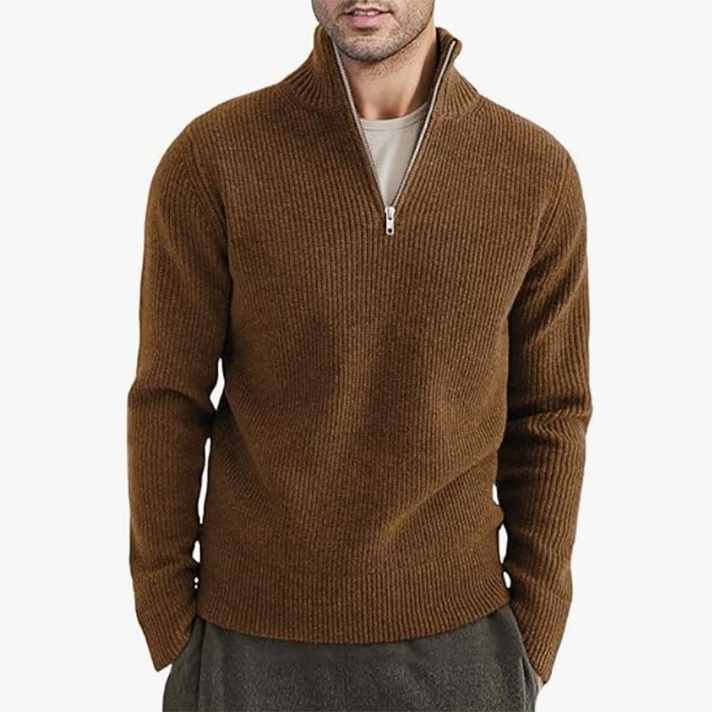 Men'S Thickened Half-High Zip-Up Collar, Men'S Warm Winter Sweater, Knit Jacket, Knit Sweater