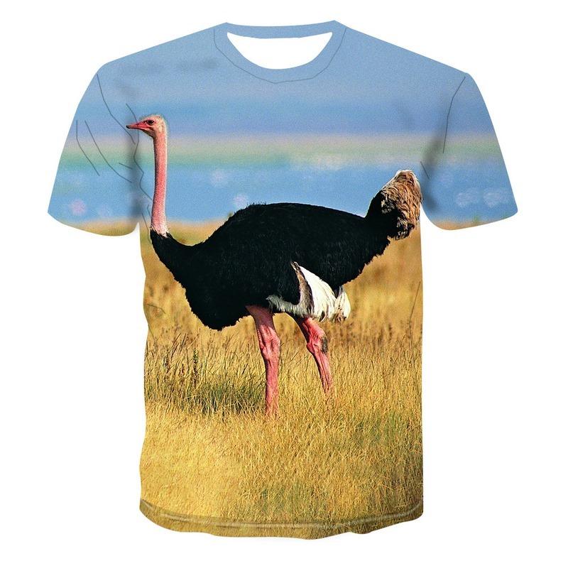 Beautiful Parrot Print Summer Short Sleeve Shirt Men's Children's T-shirt Fashion 3d Bird Pattern Round Neck Top Street Clothing