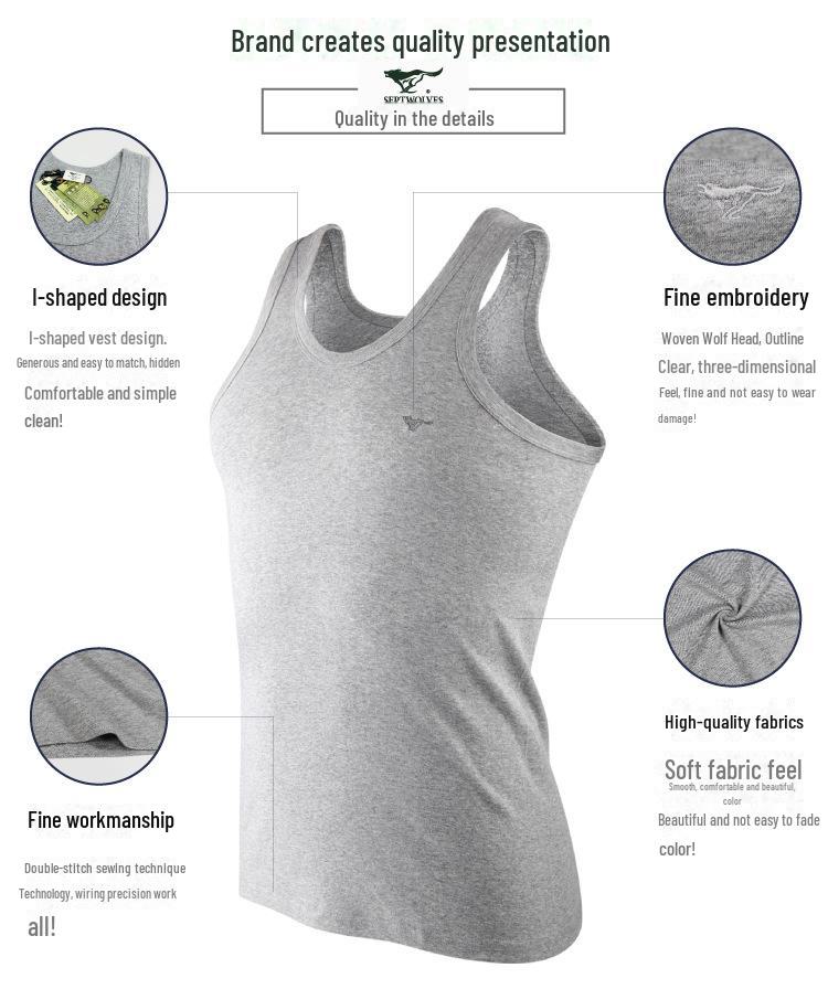 Septwolves Men's Pure Cotton Elastic Sports Vest - White