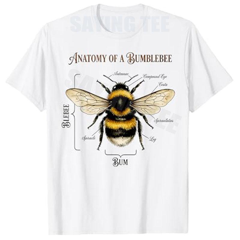 Anatomy of A Bumblebee Funny Sarcastic Humor TShirt Y2k Education Graphic Saying Tee Novelty Gift Fashion Short Sleeve Blouses S