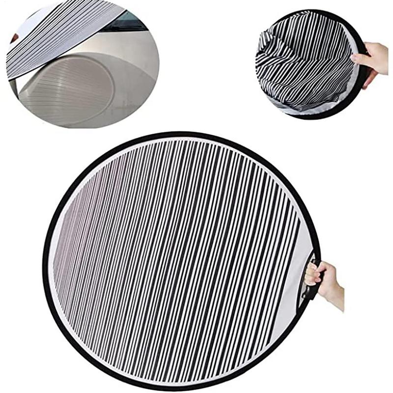 Newest 80cm Circular Striped Foldable Lined Light Reflector Board Round Dent Panel Vehicle Scratch Hails Damages Car Check Tool