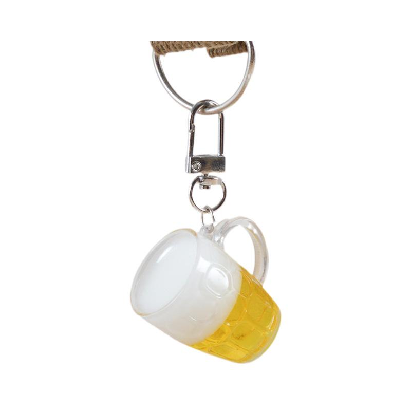 Mini Beer Mug Keychain Pendant - Creative Draft & Qingdao Beer Mug Glass, Champagne Style, Promotional Gift