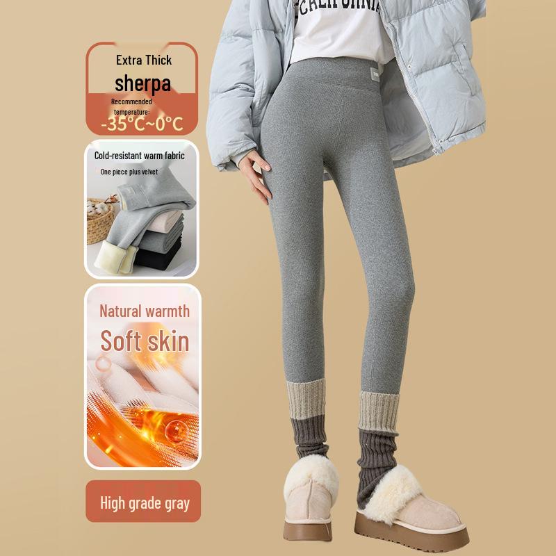 Extra Thick Plush High Waist Winter Leggings - Slimming Skinny Wool Pants for Women