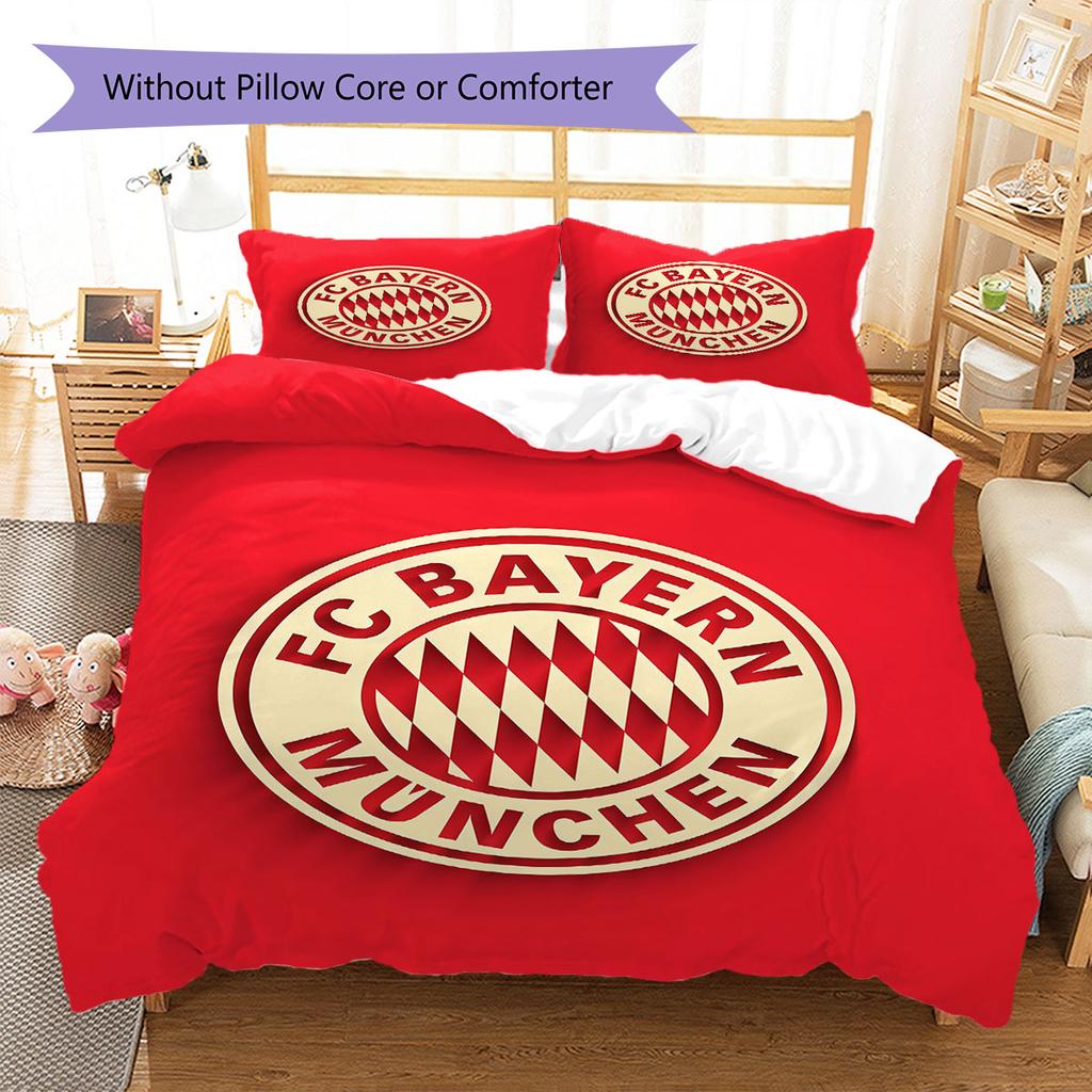 FC Bayern Munchen Pattern Bedding,Quilt Set Quilt Cover Pillowcase Home Birthday Gift(1 * duvet cover + 2 * pillowcase, without core)