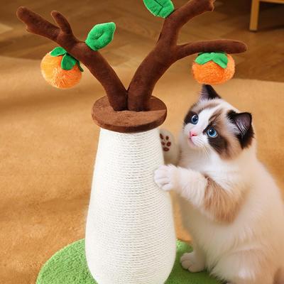 Scratching Post For Cats Cute Persimmon Tree Kitten Toy Stress Relief Scratch Post For Mental Stimulation Climbing Indoor