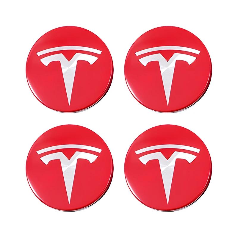 Car Sticker Tesla 4piece 56mm Wheel Hub Center Caps For Tesla Model 3 Model Y Badge Cover Hubcaps for Tesla Model Y X S 2023 Car