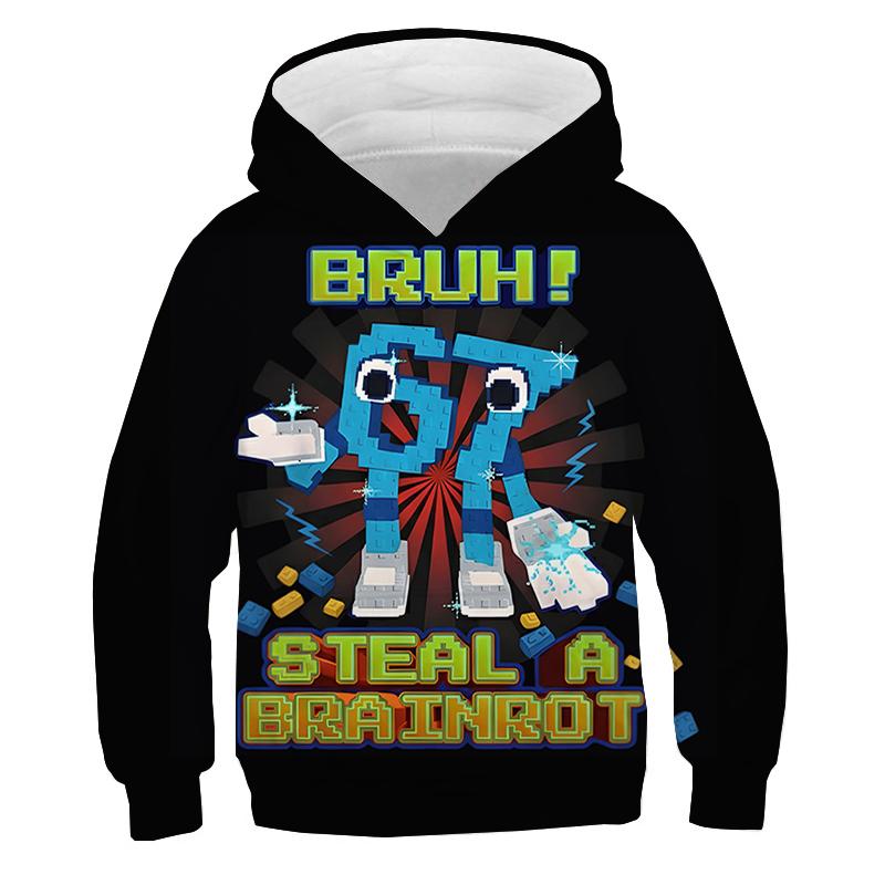 Kids Hoodies Funny Number 67 Print Sweatshirts Boys Girls Tracksuit Six Seven 67 3D Print Long Sleeve Pullover Children Clothes