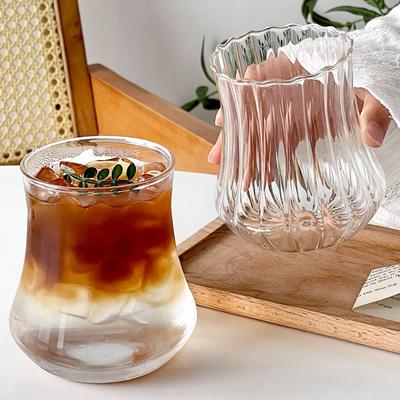 Ins Glasbecher Hoher Borosilikat-Tumbler Trinkgeschirr Milchteetassen Saft Kaffeetasse Latte Glas Hitzebeständig Streifen Wassergläser