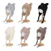 Children Hat with Windproof Rope Cartoon Bear Shape Soft Plush Inner Elastic Warm Hat Boys Girls Winter Headwear