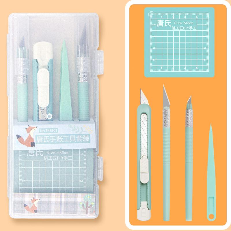 Komplettes DIY Scrapbooking Werkzeugset mit Stiften, Schnitzmessern, Pinzetten und Schneidematten – Nicht einziehbarer Griff für den täglichen Gebrauch