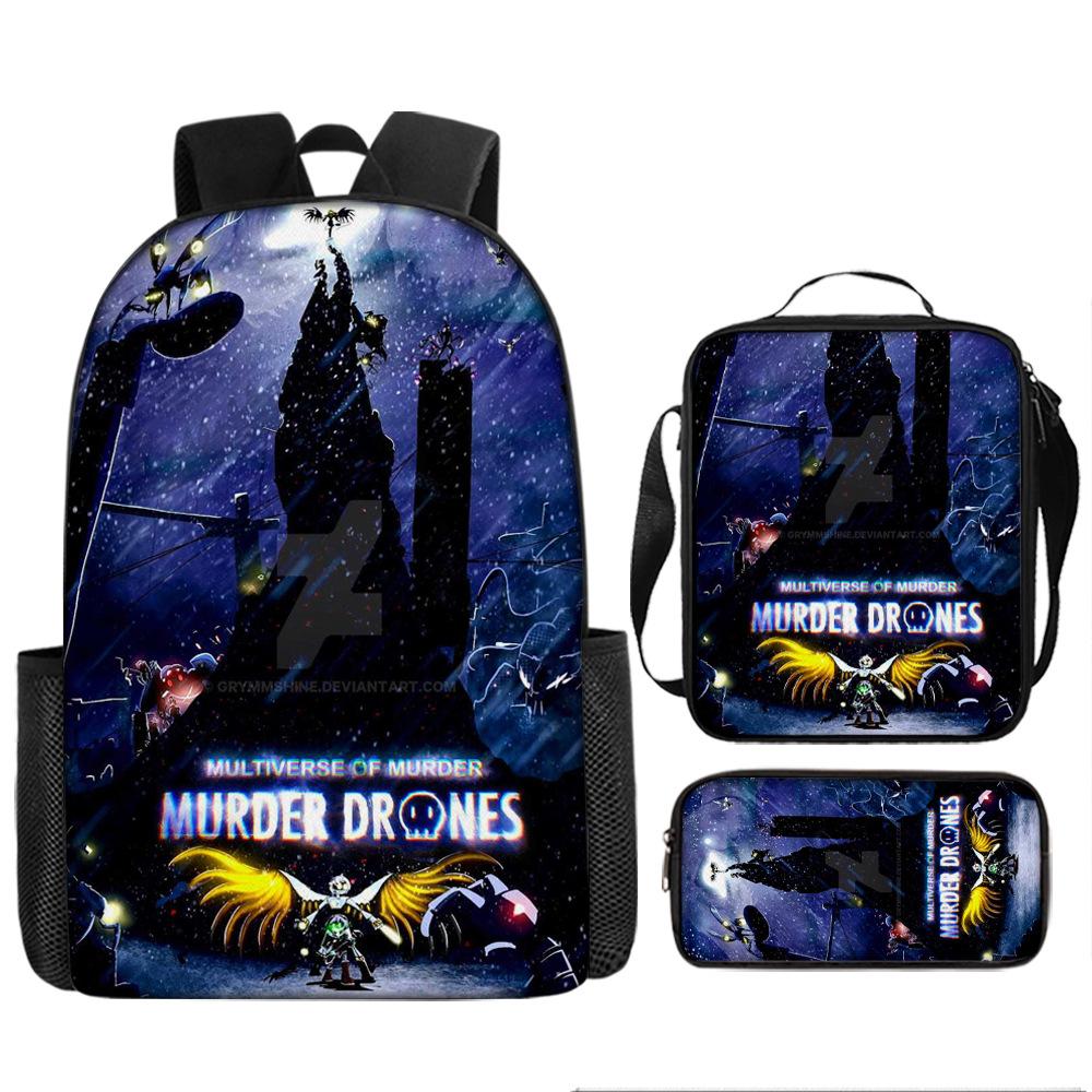 Inorganic Killer Children's School Bag Backpack Murder Drones Elementary School Cartoon Backpack Three-piece Set