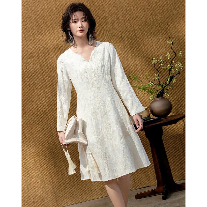 Demana New Chinese Style Embossed Jacquard A-Line Dress