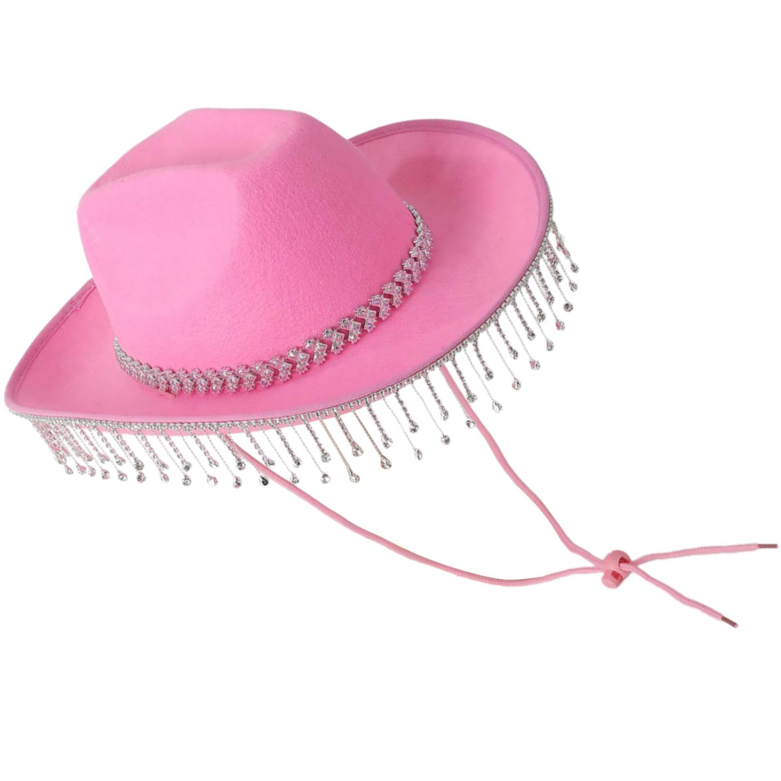 

Rhinestones Tassels Hat Fashionable Western Hat Denims Hat Wild Western Hat for Stylish Men and Women рожевий