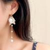 White Petal Long Tassel Earrings Female, Fashionable Temperament Earrings, Fairy Spirit Flexible And Versatile Earrings