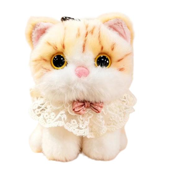 Portable Hanging Plush Pendant Interactive Cat Keychain, Wagging Tail & Meowing Kitten Soft Plushie with Sound Metal Clip, Cute Bag Charm, Comfort
