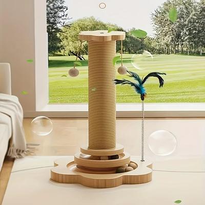 Premium Cat Tree Scratching Post - Rotating Platform Sisal Chew Toy Durable Non-Shedding Vertical Cat Scratch Stand Supplies