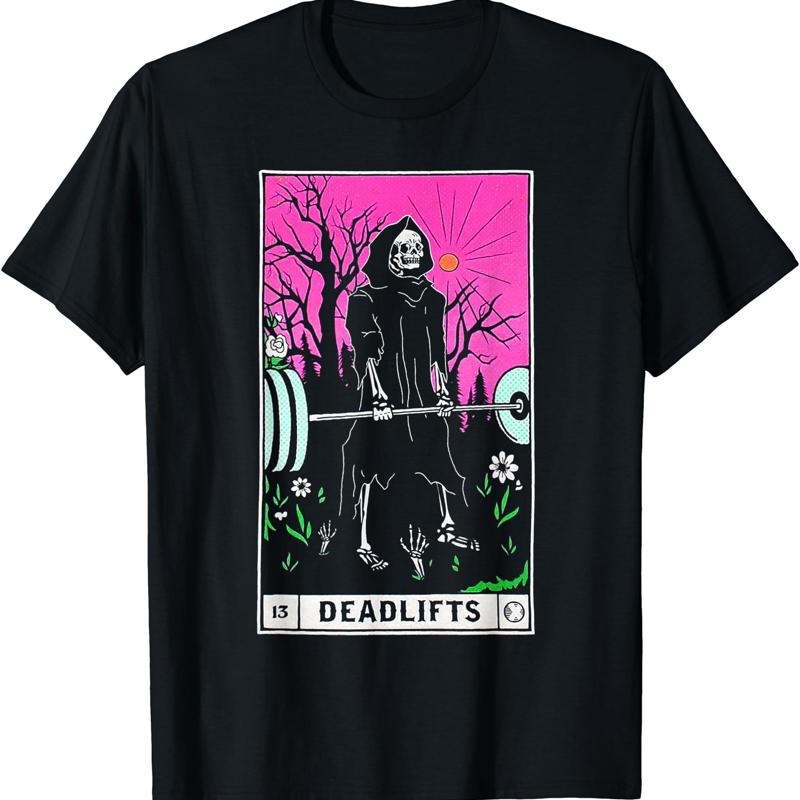 Carte de Tarot dr?le, t-shirt de lecteur de lecture occulte d entra?nement de Deadlifts de gymnastique S