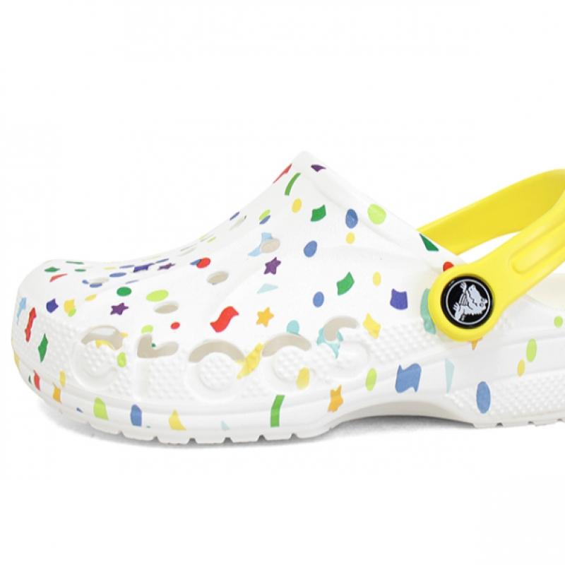 Crocs Baya Seasonal Printed K Women Kids Junior Clog Sandal Slipper White